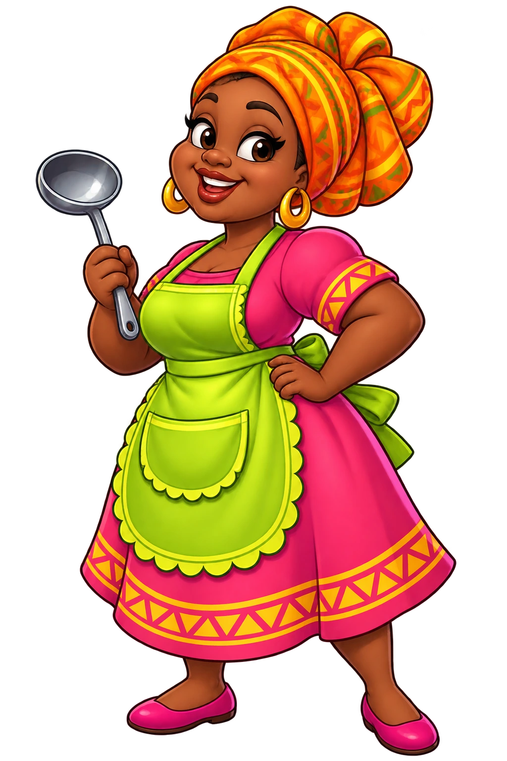 Mama, our cheerful cartoon cook